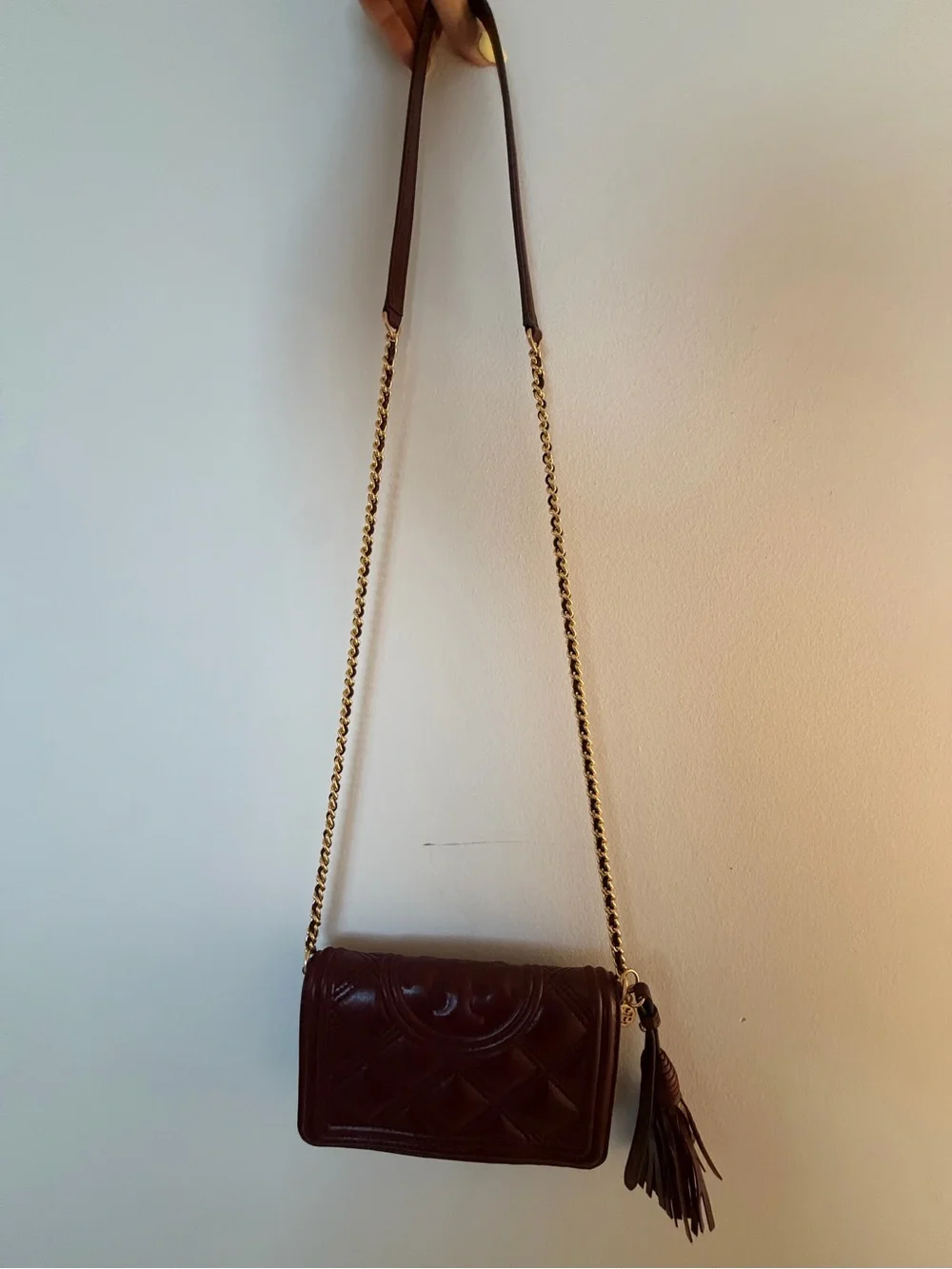 Tory Burch Quilted Leather Crossbody in Nebbiolo